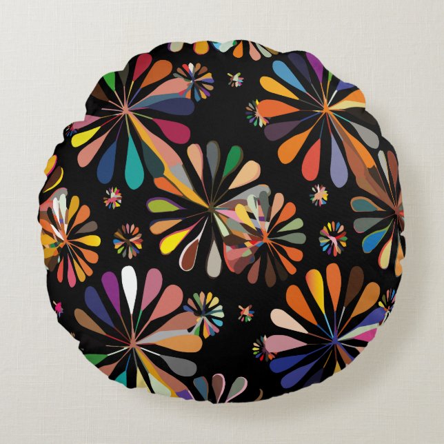 Coussins Ronds Fleurs multicolores mignonnes (Devant)