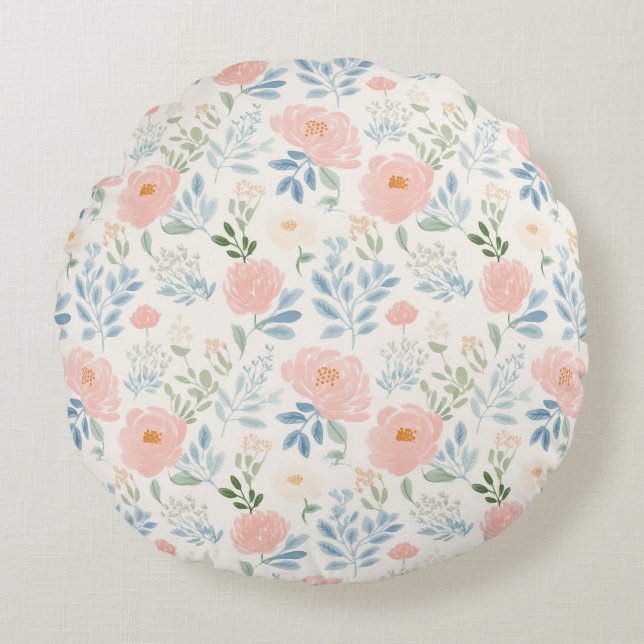 Coussins Ronds Fleurs peintes Floral Star (Devant)