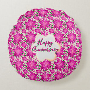 Coussins Ronds Fleurs roses personnalisées et sur mesure