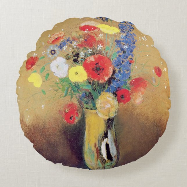 Coussins Ronds Fleurs sauvages dans un vase Long-étranglé, c.1912 (Devant)