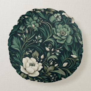 Coussins Ronds Fleurs Vert Émeraude Foncé