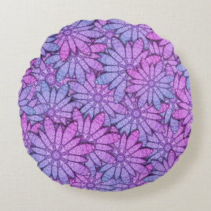 Coussins Ronds Fleurs Violettes Amusantes