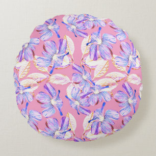 Coussins Ronds Fleurs violettes : Aquarelle Élégance Florale.