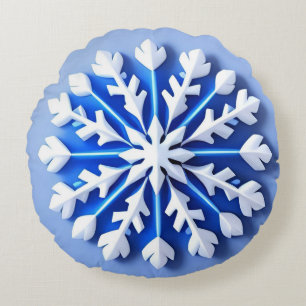 Coussins Ronds Flocon de Neige Bleu Détaille