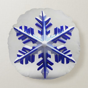 Coussins Ronds Flocon de Neige Bleu Détaille