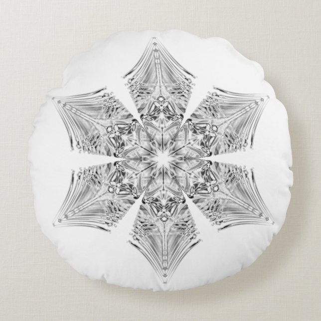 Coussins Ronds Flocon de neige cristal (Devant)