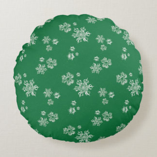 Coussins Ronds Flocons de neige faits main - Vert clair et blanc