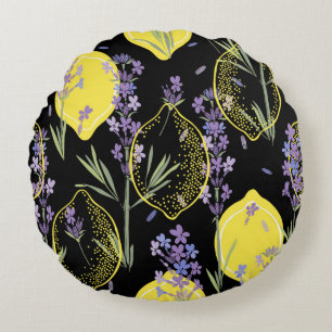 Coussins Ronds Floral background with hand-drawn lavender flowers