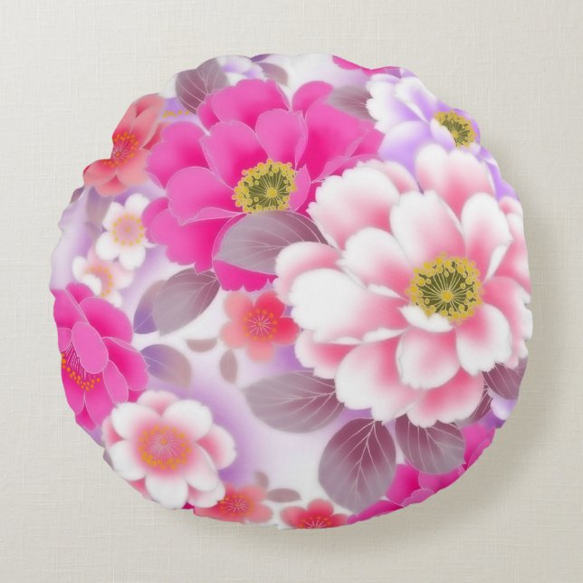 Coussins Ronds Floral coloré (Devant)