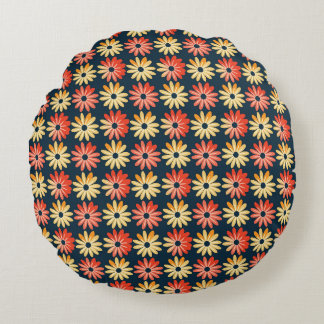 Coussins Ronds Floral Coloré Avec Fleur Rouge, Orange