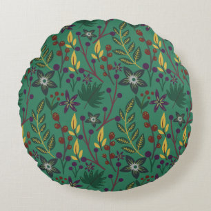 Coussins Ronds Floral continu fleurs motif vert arrière - plan