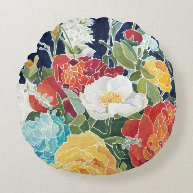 Coussins Ronds Floral de minuit I (Devant)