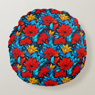 Coussins Ronds Floral Rouge jaune Fleurs Motif-13075