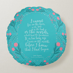 Coussins Ronds Floral turquoise et rose Jane Austen Fierté et pré