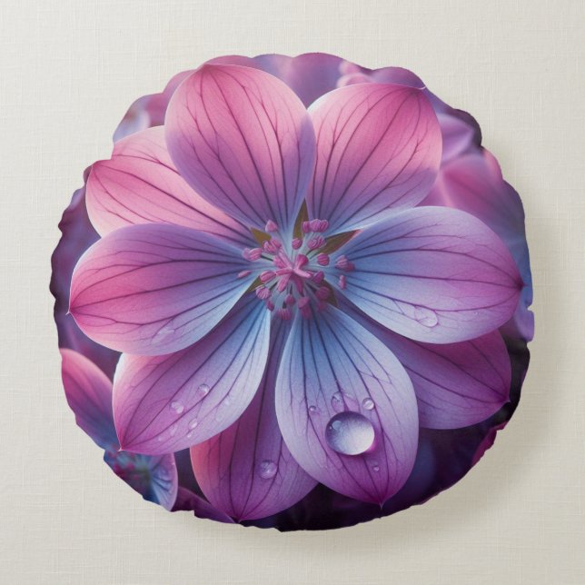 Coussins Ronds Floral Violet et Fleur Lilac rose (Devant)