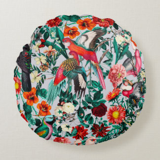 COUSSINS RONDS FLORALE ET OISEAUX XIV-II