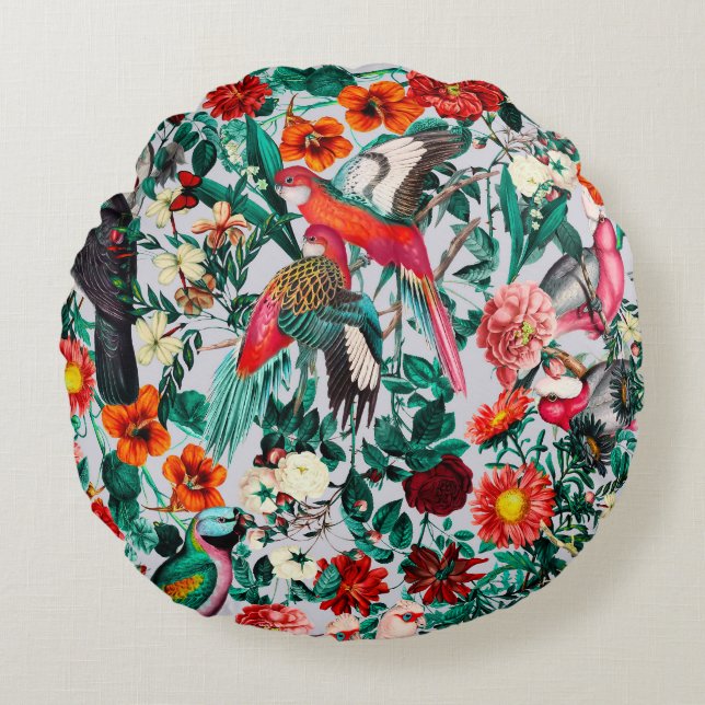 COUSSINS RONDS FLORALE ET OISEAUX XIV-II (Devant)