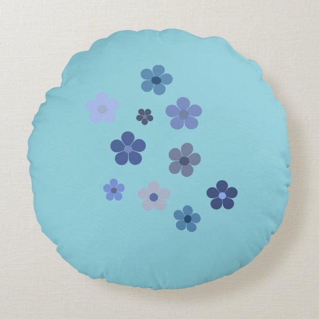 Coussins Ronds Flore bleue (Devant)