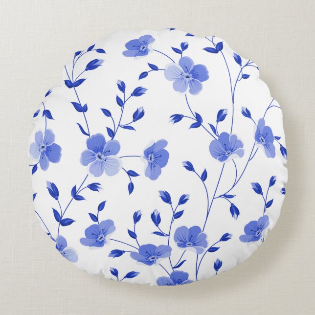 Coussins Ronds Flore Sky Blue Daisy (Devant)