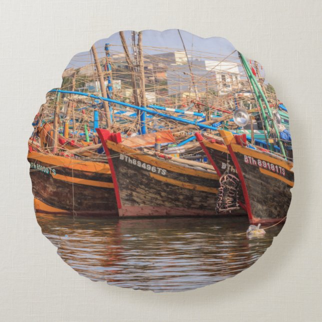 Coussins Ronds Flotte de pêche (Devant)