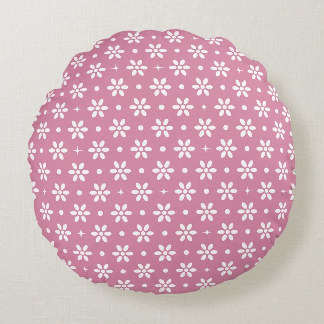 Coussins Ronds Flowers, Dots & Sparkles-Magenta (Devant)