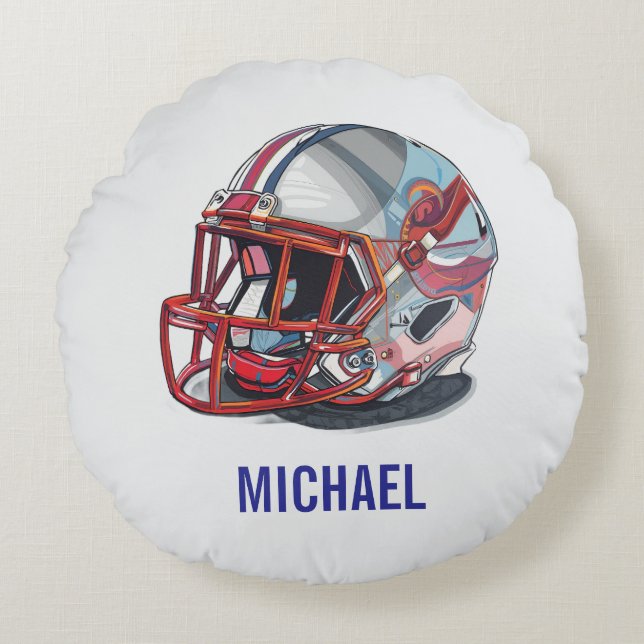 Coussins Ronds Football Helmet Pop Art Motivational Name (Devant)