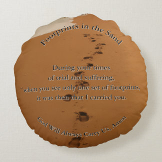 Coussins Ronds Footprints in the Sand Poem Gift