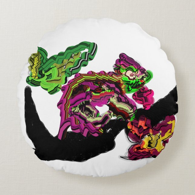 Coussins Ronds Forêt de pluie Chameleon fun (Devant)