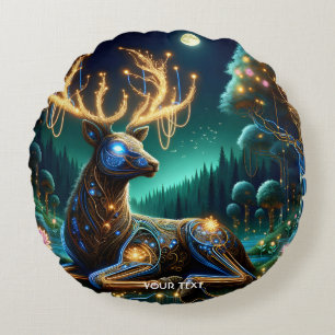 Coussins Ronds Forêt Fantastique de Cerfs Cyber Douce