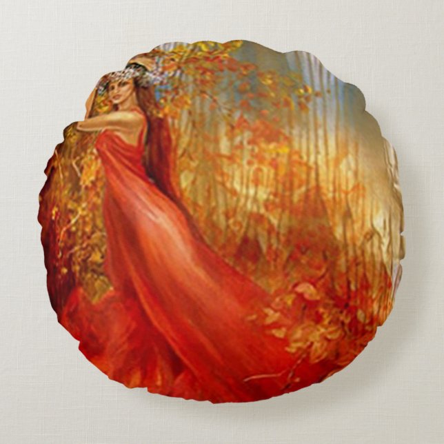 Coussins Ronds Forêt Rouge (Devant)