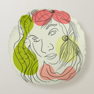 Coussins Ronds Formes d'art de femme latina Floral  