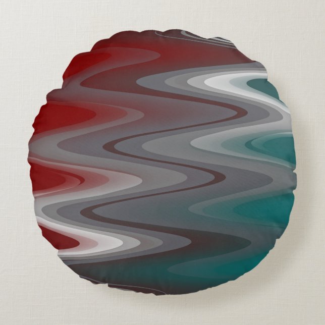 Coussins Ronds Foule gris sur la turquoise bordeaux (Devant)