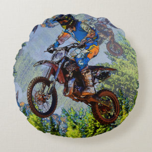 Coussins Ronds Fous de moto-cross - Motocross Racers