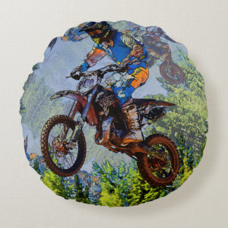 Coussins Ronds Fous de moto-cross - Motocross Racers