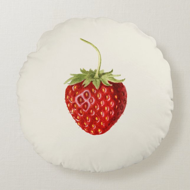 Coussins Ronds Fraise rouge savoureuse (par Louis C.C. Krieger) (Devant)