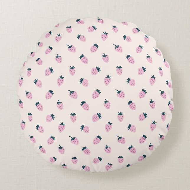 Coussins Ronds fraises rose (Devant)