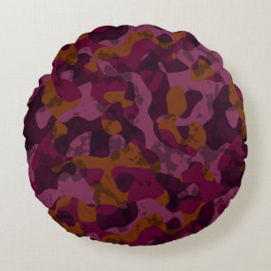 Coussins Ronds Framboise, mûre, marron et camouflage noix de musc