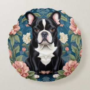 Coussins Ronds Français Bulldog William Morris Inspiré Floral