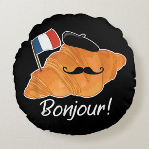 Coussins Ronds Français Croissant Lover France Drapeau Francophil