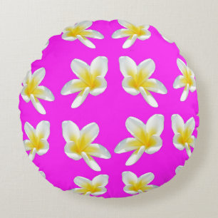 Coussins Ronds Frangipani Blush : Frangipani Jaune Fleurit Sur Ro