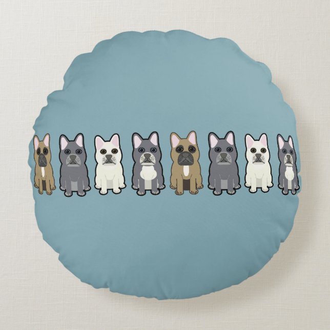 Coussins Ronds Frenchie Friends (Devant)
