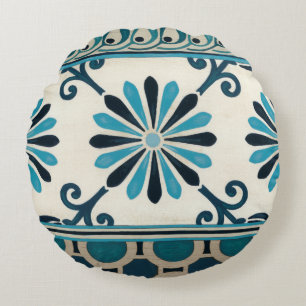 Coussins Ronds Frise Non-Embellie II d'indigo