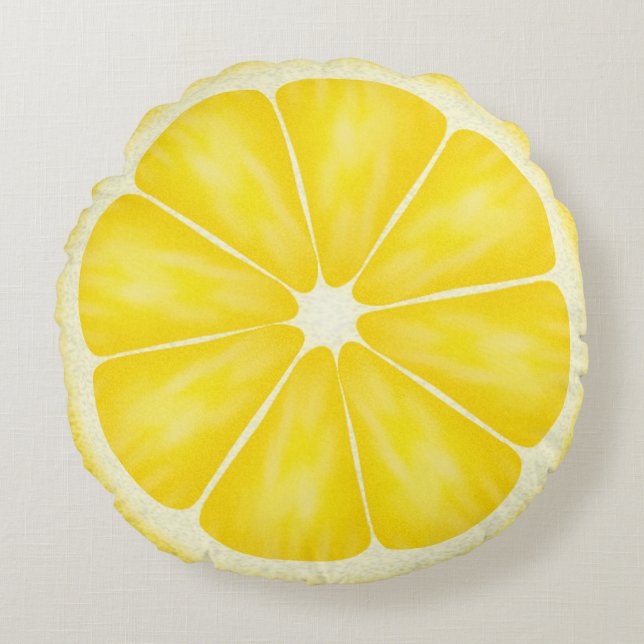 Coussins Ronds Fruit de citron jaune par Cindy Bendel (Devant)