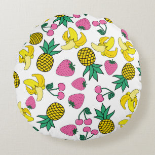 Coussins Ronds Fruit Fiesta : Bananes, ananas, fraises