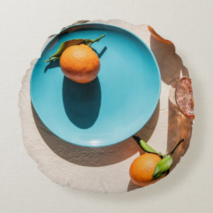 Coussins Ronds Fruit orange dans l'assiette