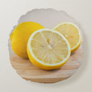 Coussins Ronds Fruits de citron jaune Photographie de nourriture