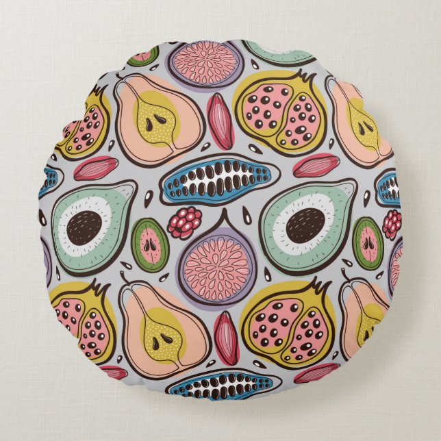 Coussins Ronds Fruits motif sans soudure (Devant)