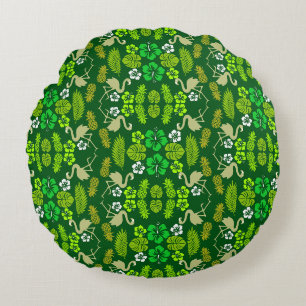 Coussins Ronds Fruits tropicaux floraux verts