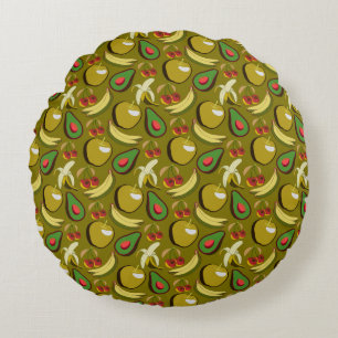 Coussins Ronds Fruits tropicaux sans soudure motif jaune