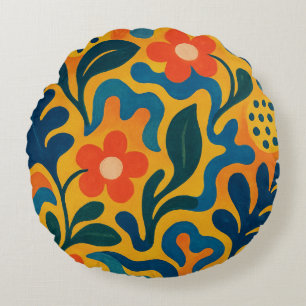 Coussins Ronds Fun Retro Garden Collage Motif Motif